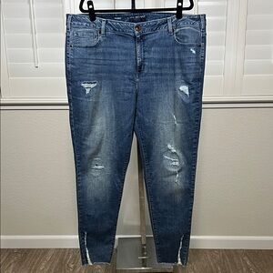 Lane Bryant Distressed Skinny Ankle Jeans - Blue